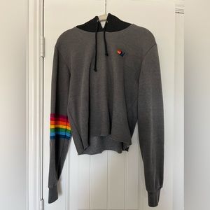 Aviator Nation Gray and Black Cropped Hoodie size M